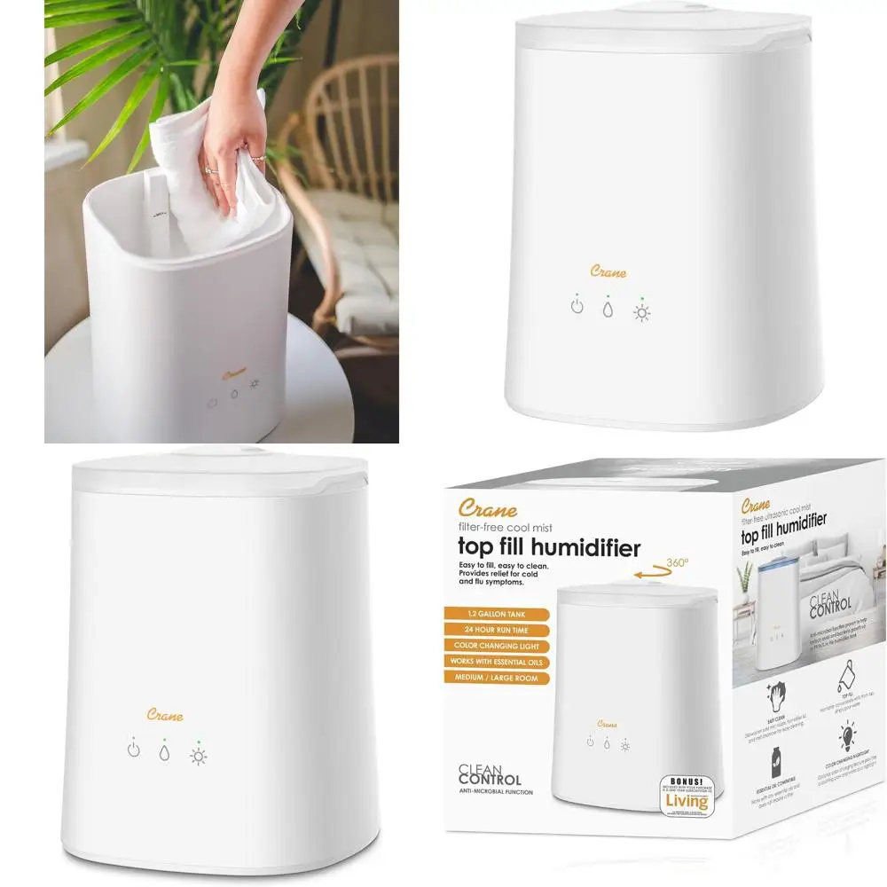 

Ультразвуковой увлажнитель воздуха объемом 1,2 галлона с функцией холодного тумана, диффузором для эфирных масел, ночником и автоматическим отключением для спален и больших помещений