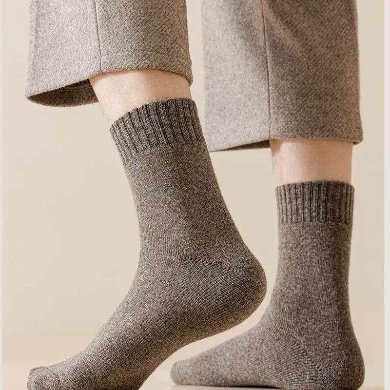 

Шерстяные носки на зиму, теплые мужские толстые кашемировые носки средней длины