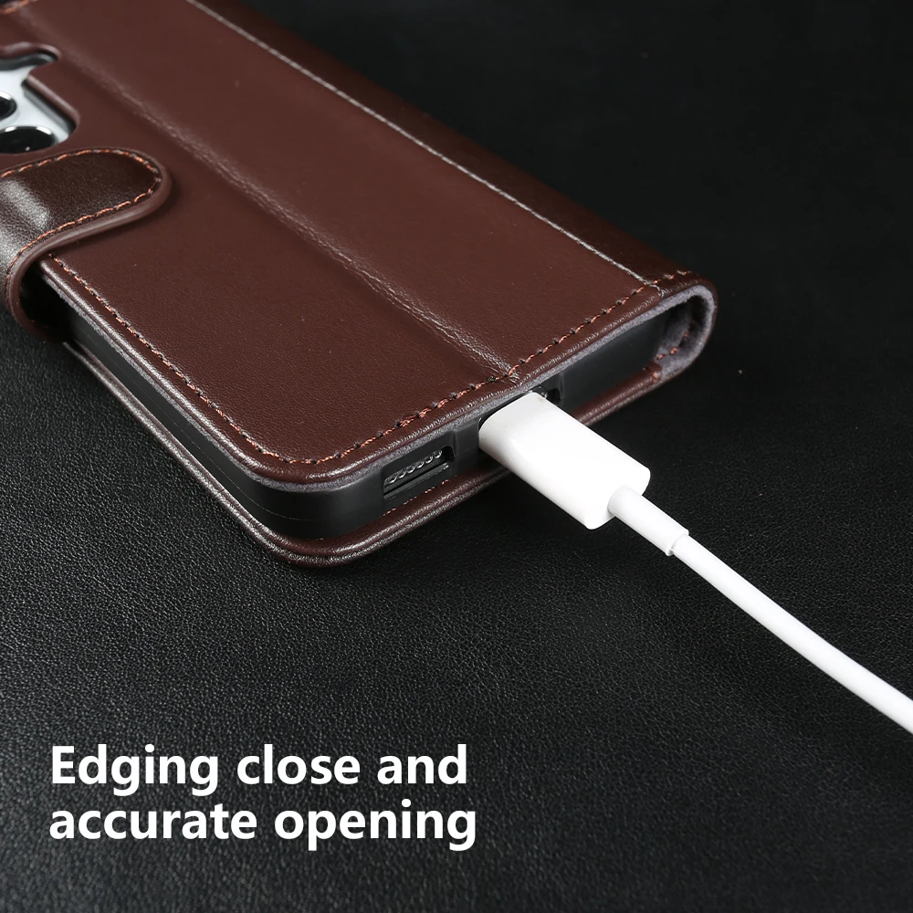 Genuine Leather Flip Case For Samsung Galaxy A57 A37 A27 A17 A26 A36 A16 S24 S23 S21 FE S22 S25 Edge S26 Plus Phone Case Cover view 4
