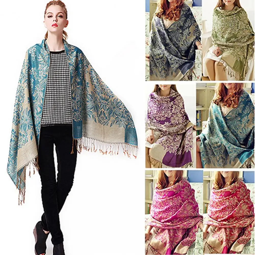 Sciarpa con scialle in nappa di cotone Vintage stile nappe lisce per l'autunno