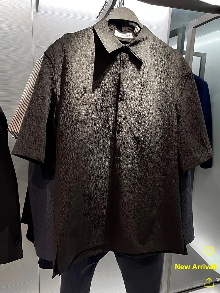 

Loose Men's Bubble irt ort Sve Casual Summer New Arrival Faion Striped Pattern Iron-Free Thin Model 2024