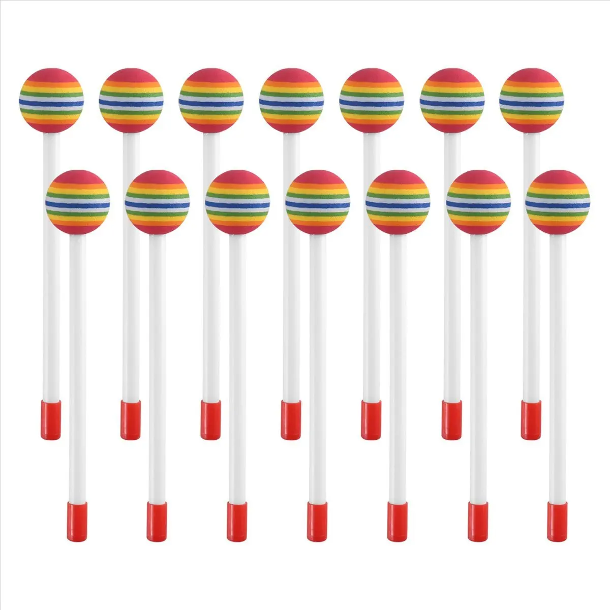 【HOT!TURE】14 Pcs Lollipop Drum Mallet Sticks Round Rainbow Hammer Percussion Sticks Plastic Drumsticks for Kids Child Mallet