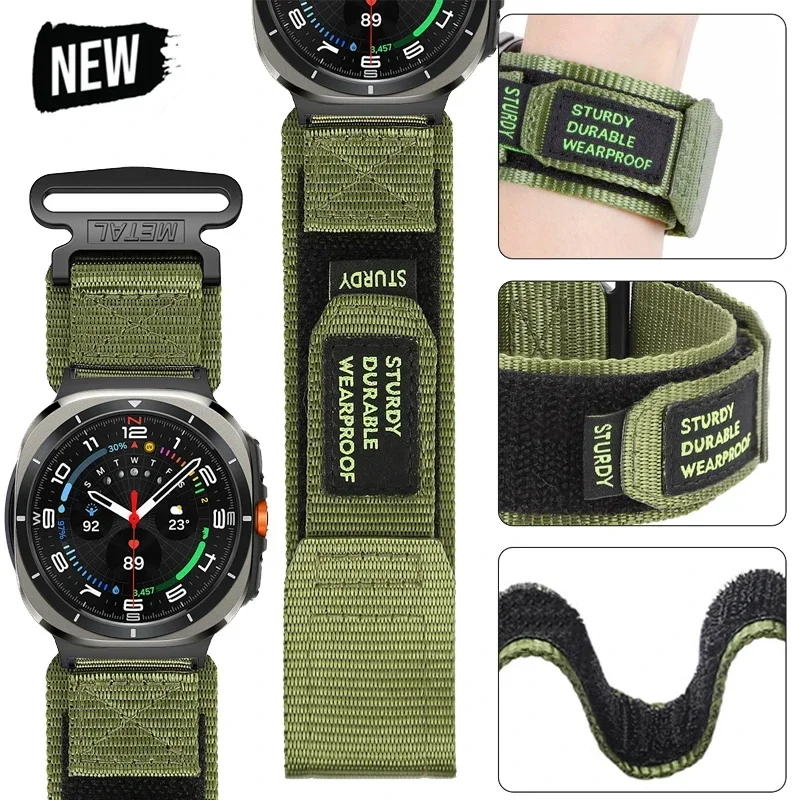 ナイロンループストラップ Samsung Galaxy Watch 7 Ultra バンド 47mm スポーツリストバンド Galaxy Watch7 Ultra 47mm 時計バンドブレスレット用