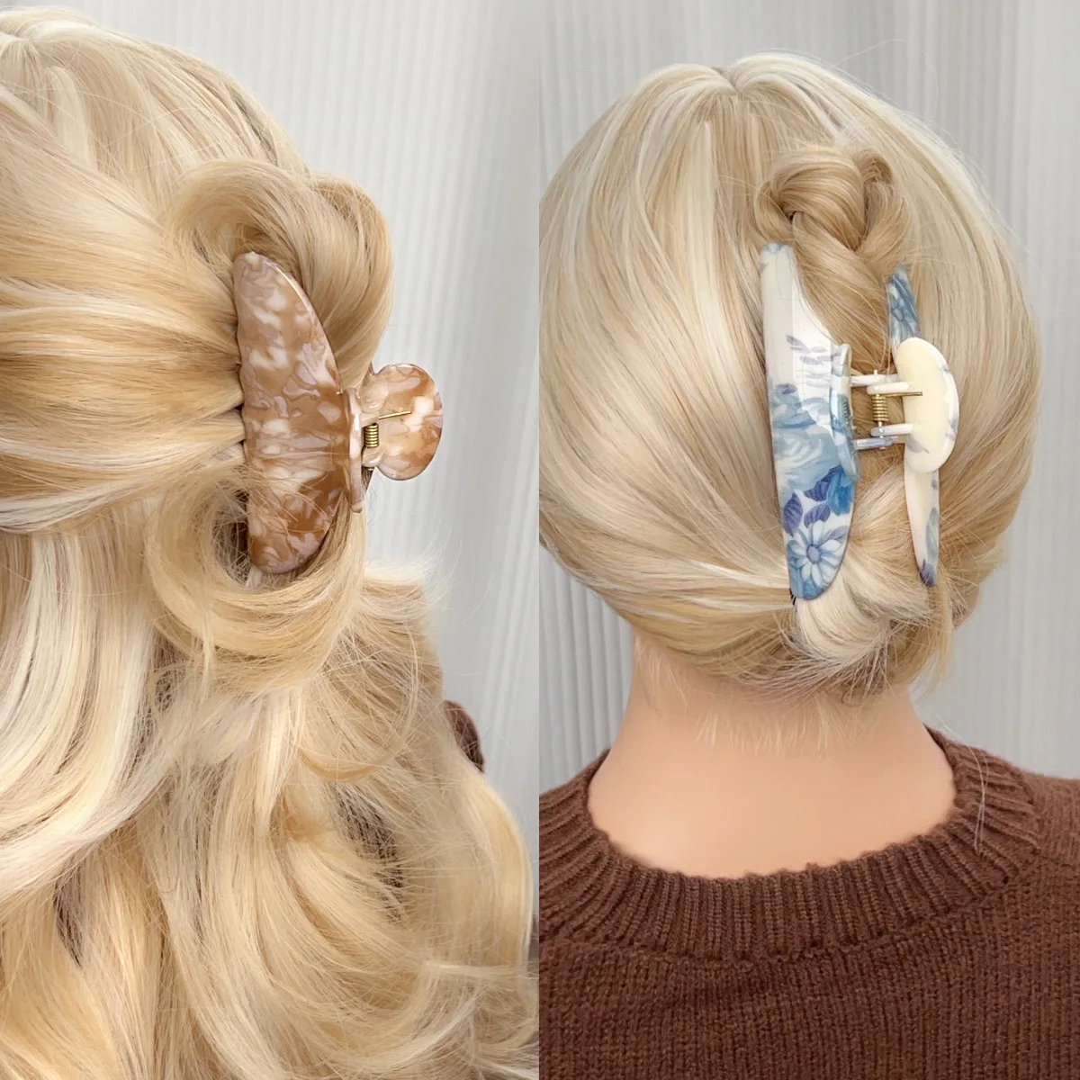 1pc new water ink style hair clip with simple temperament, large size back of the head hair clip, high-end shark clip for hair