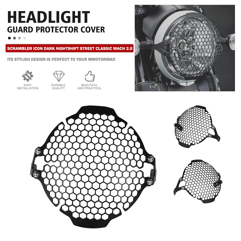 

Motorcycle Headlight Protector Guard For Ducati Scrambler Sixty2 Scrambler Cafe Racer 2015 -2021 Head Light Protection Cover