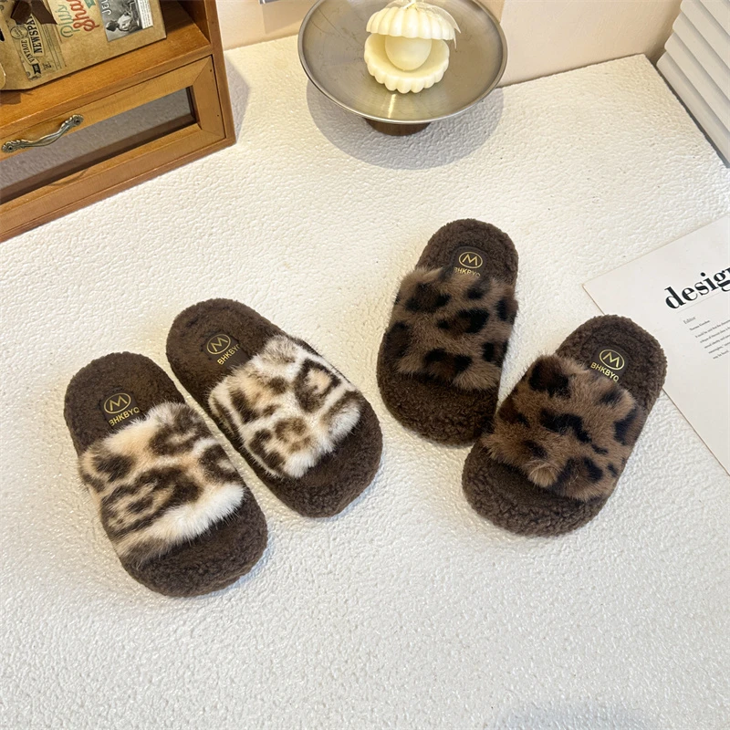 

2025 Winter Children's Warm Slippers New Furry Hairy Kids Open-toe Fur Slippers Soft Home Causal Girls Fashion Cotton Slippers
