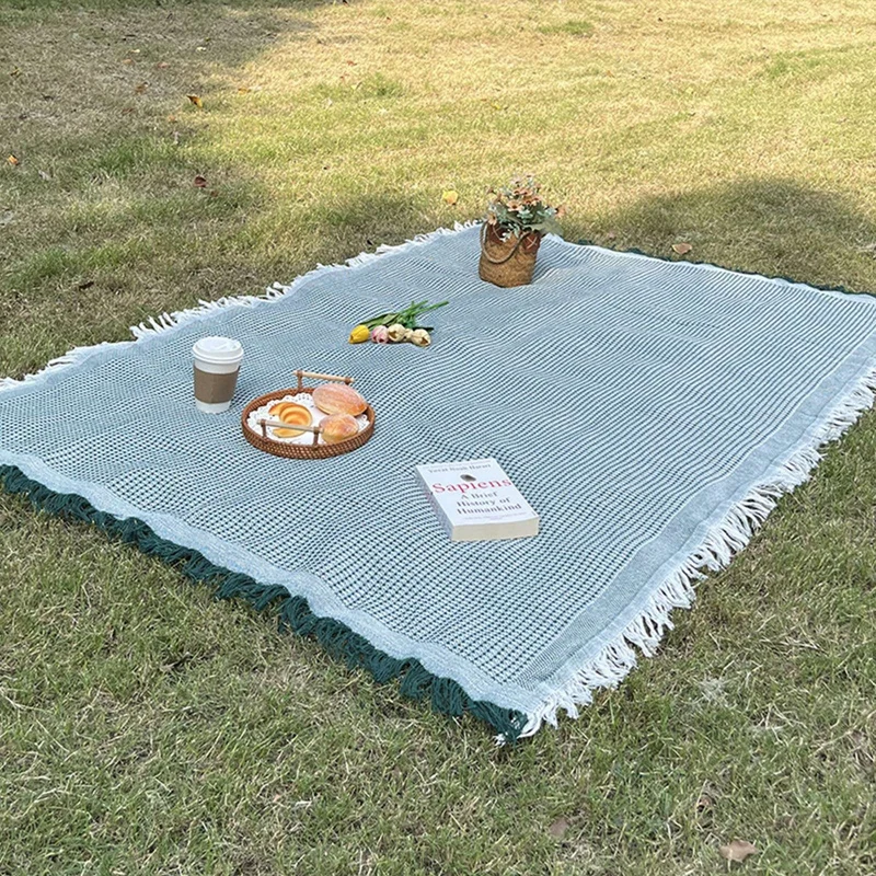 Alfombra de Picnic portátil de poliéster a prueba de humedad para acampar al aire libre, mantel a prueba de polvo, mantas suaves para sofá, piezas de Camping