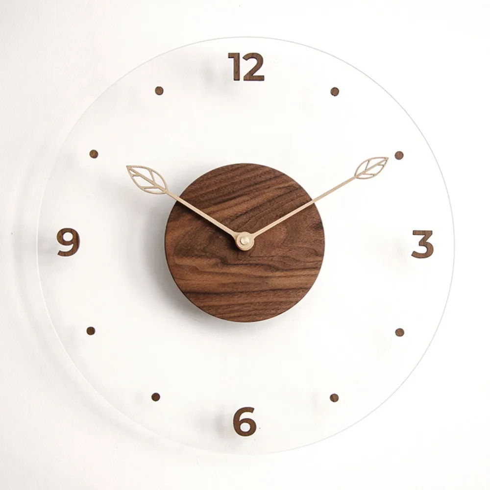 

Durable Solid Wood Digital Wall Watch Transparent Silent Movement Hanging Clock Decorative Acrylic Scale Clock Office