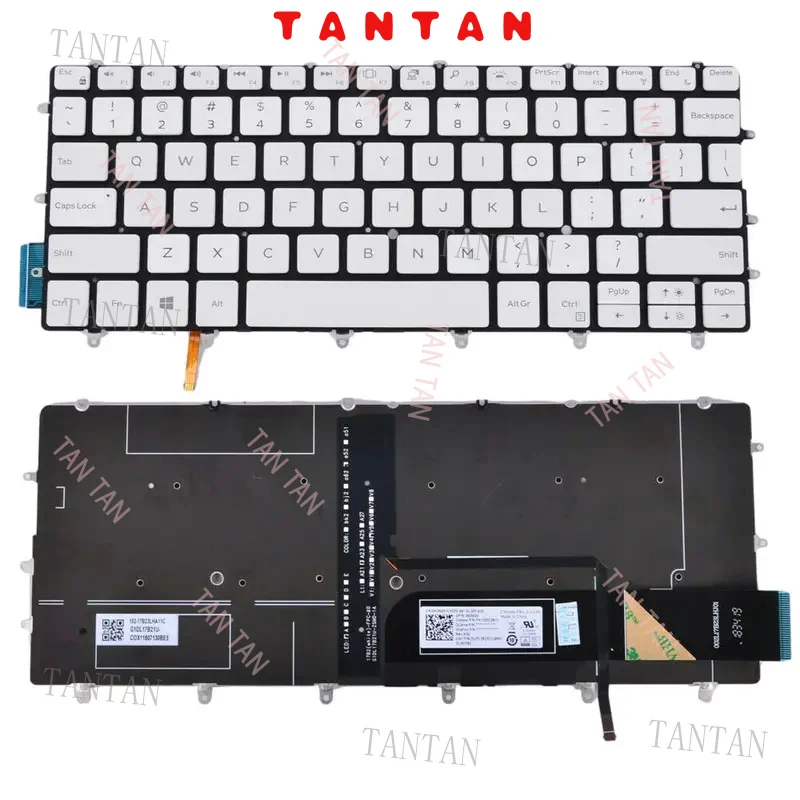 

Keyboard with backlit For Dell XPS 13 9370 9380 9370 9380 US white black 0N3NG0 0KPP2C HAO