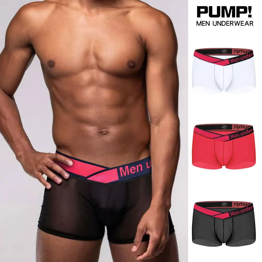 Men’s Ultra-thin Boxer Briefs Summer Sexy Breathable Underwear Hot Low-rise Butt-lifting Panties For Sporty Boy
