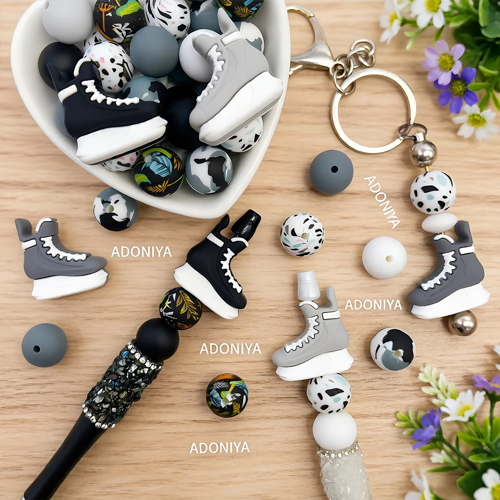 33/58-teiliges Set aus skaterförmigen Silikonperlen für DIY-Halsketten, Armbänder, Dekorationen, Stifte, Schmuckanhänger usw. Geburtstagsgeschenk für die Feiertage – Detail 3