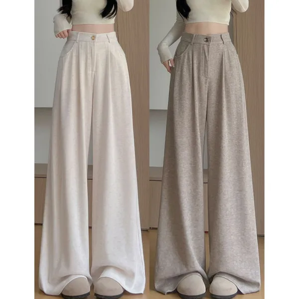 

Korean Style Women's Wide Leg Suit Pants Spring Autumn Winter New Fashion Loose Fit Casual Long Pants Versatile High Waist
