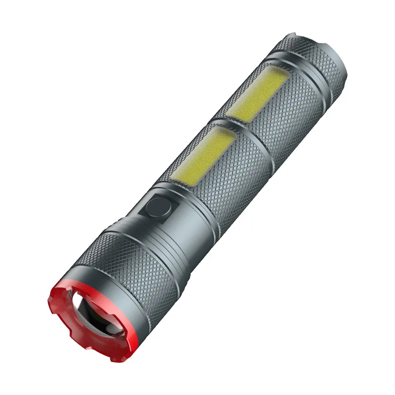 Latarka o pojemności 7200 mAh z mocnym światłem, bocznym światłem COB, do użytku na zewnątrz, na kempingu, do pracy, wykonana ze stopu aluminium, z zoomem, kolorowym wyświetlaczem cyfrowym.