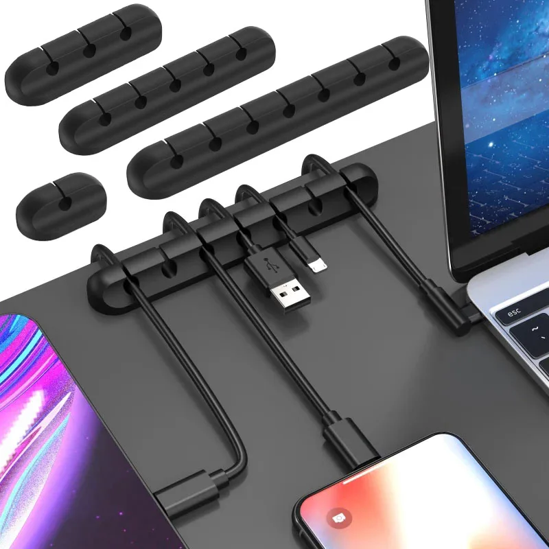 LZQLY Cable Organizer Management Wire Holder Flexible USB Cable Winder Tidy Silicone Clips For Mouse Keyboard Earphone Protector