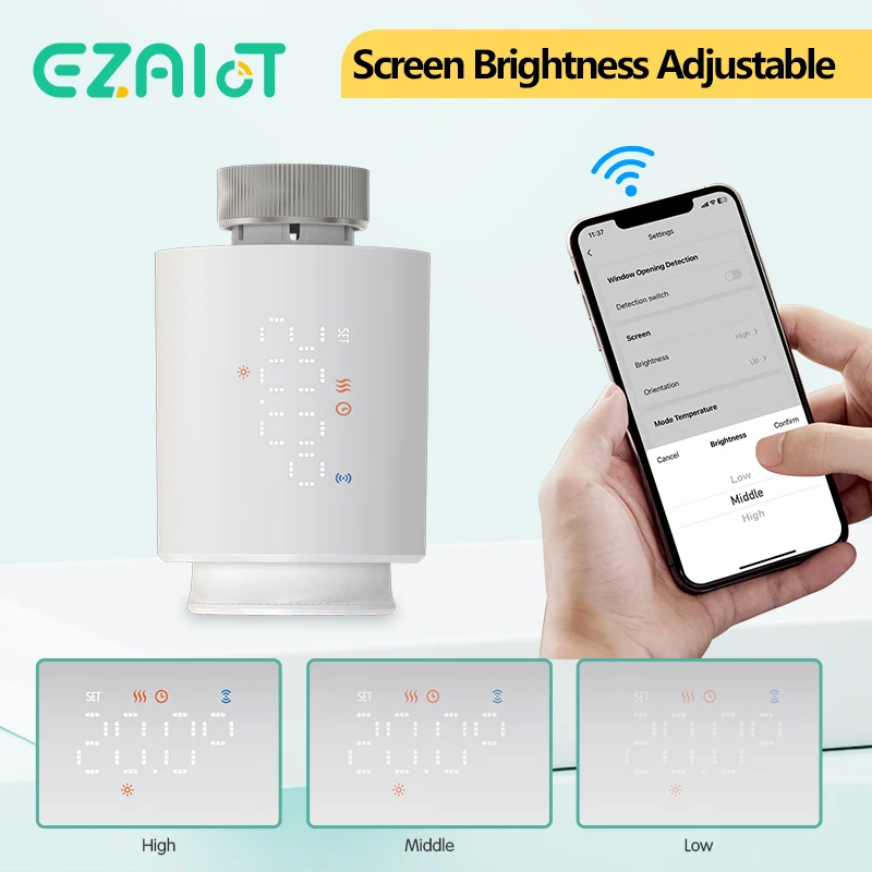 ZigBee TRV cerdas WiFi/ZigBee TRV, termostat Tuya Radiator termostatik dapat diprogram, aktuator pengontrol suara Google