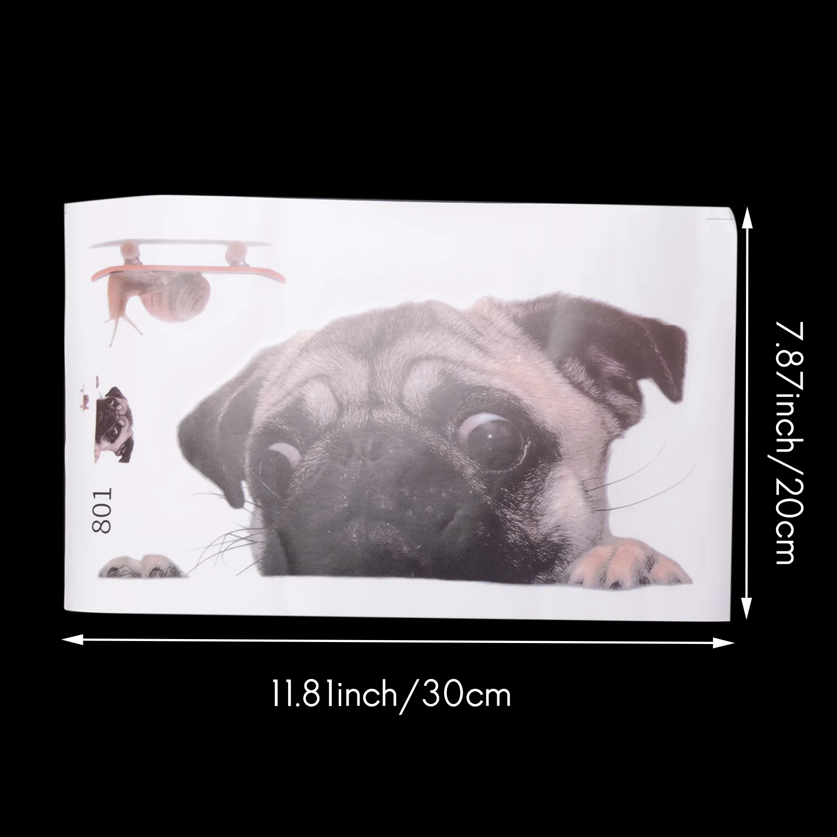 

ABTU-Funny Cute Pet Pug Dog Snail 3D Car Window Decals Home Wall Sticker Decoration