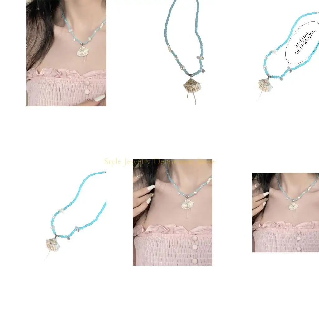 D46E HABLA CHAY CHASH Pearls Pearls Drop Collar Piece joyería Femenina Pearls Collarbone Cadena