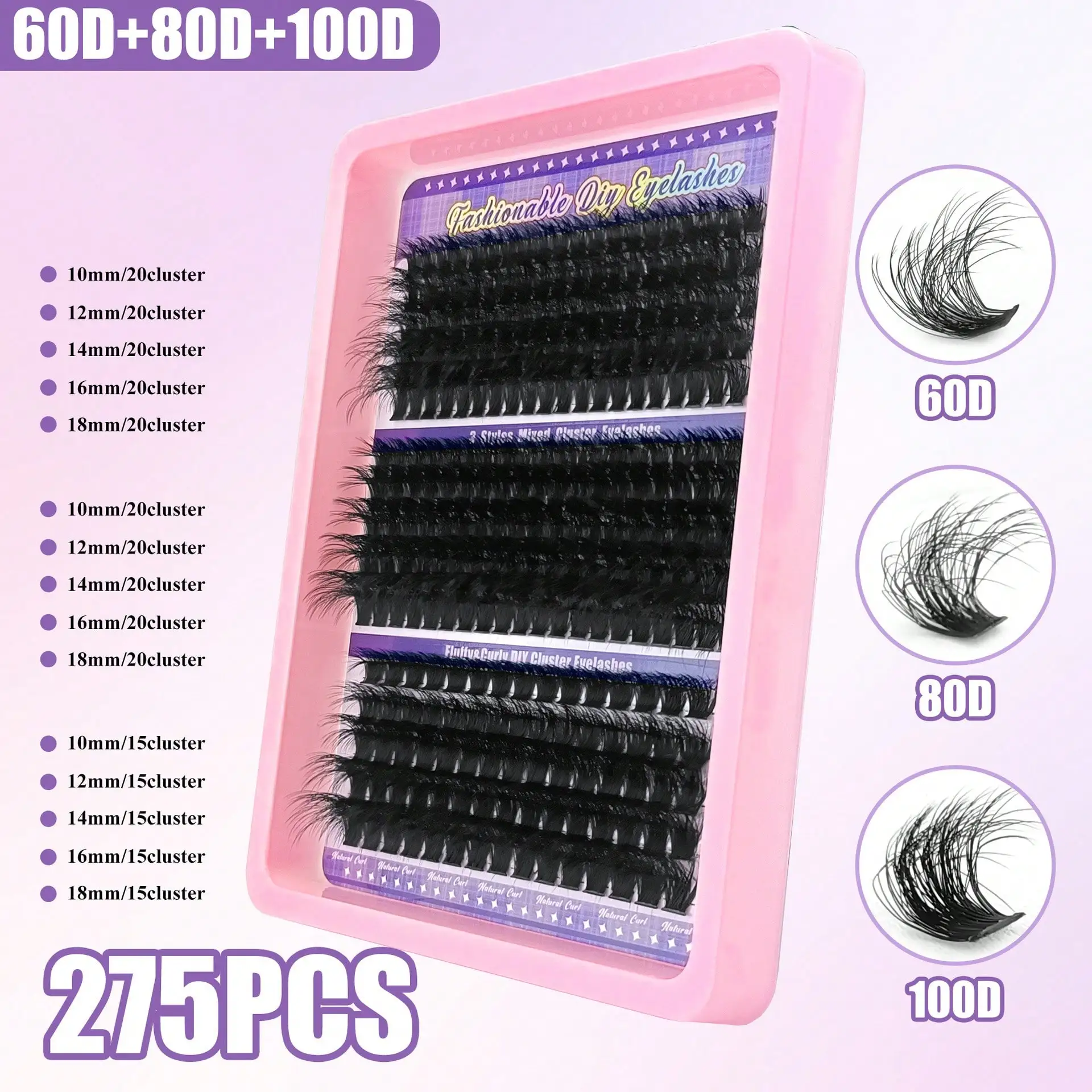 80D Single Tuft Eyelashes 5D Fluffy Feeling Natural Soft Self-Adhesive 3D Three-Dimensional Segmented Hot Melt Hair Novice Can DIY Grafting False Eyelash Kit At Home, Suitable For Daily Commuting, Dating, Music Festival Occasions To Help Enlarge The Eyes
