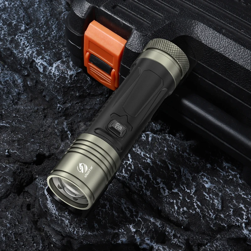 Shustar S187 Rechargeable LED Flashlight 26650 Type C 2A XHP360 2500lm Torch with Power Indicator and Power output interface