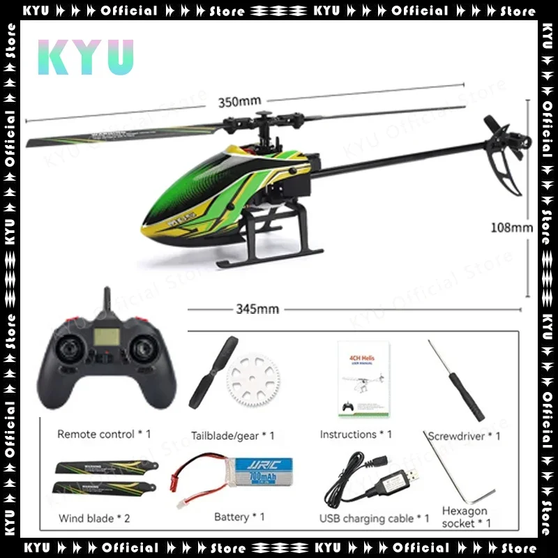 

KYU JJRC 2.4g Remote Control Single-propeller Helicopter 4-channel Six-axis Gyroscope Intelligent Air Pressure Height Setting