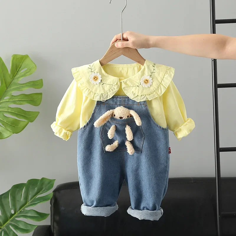 vetements-de-printemps-pour-bebe-fille-mode-coreenne-chemises-a-col-rabattu-a-manches-longues-salopette-en-jean-ensemble-deux-pieces-tenues-de-boutique-pour-filles