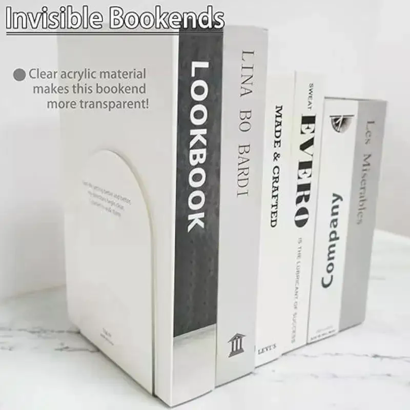 Accessories Acrylic Book Holder Non-Skid Universal Bookends Clear Transparent Book Stopper