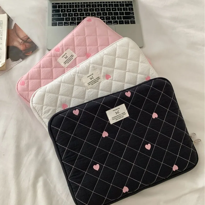 Tablet Computer Bag Storage Cute Rhombus Embroidered Love 11/13/15 Inch Notebook Storage Bag