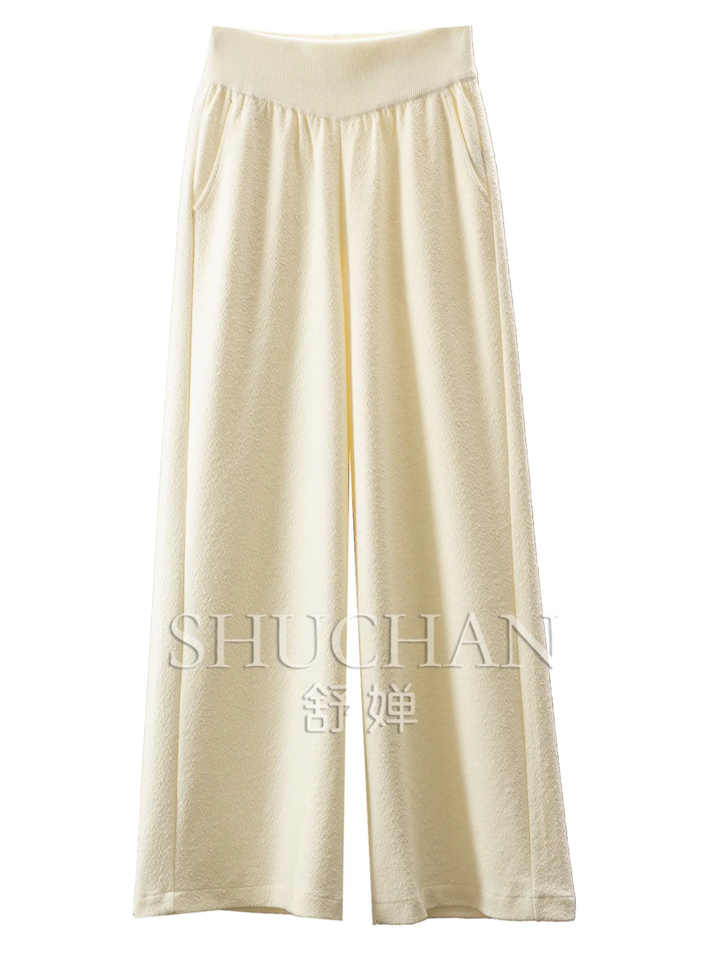 Wide Edge High Waist Containing Wool Acetic Acid Mopping Straight Pants Women F298 Trousers Women