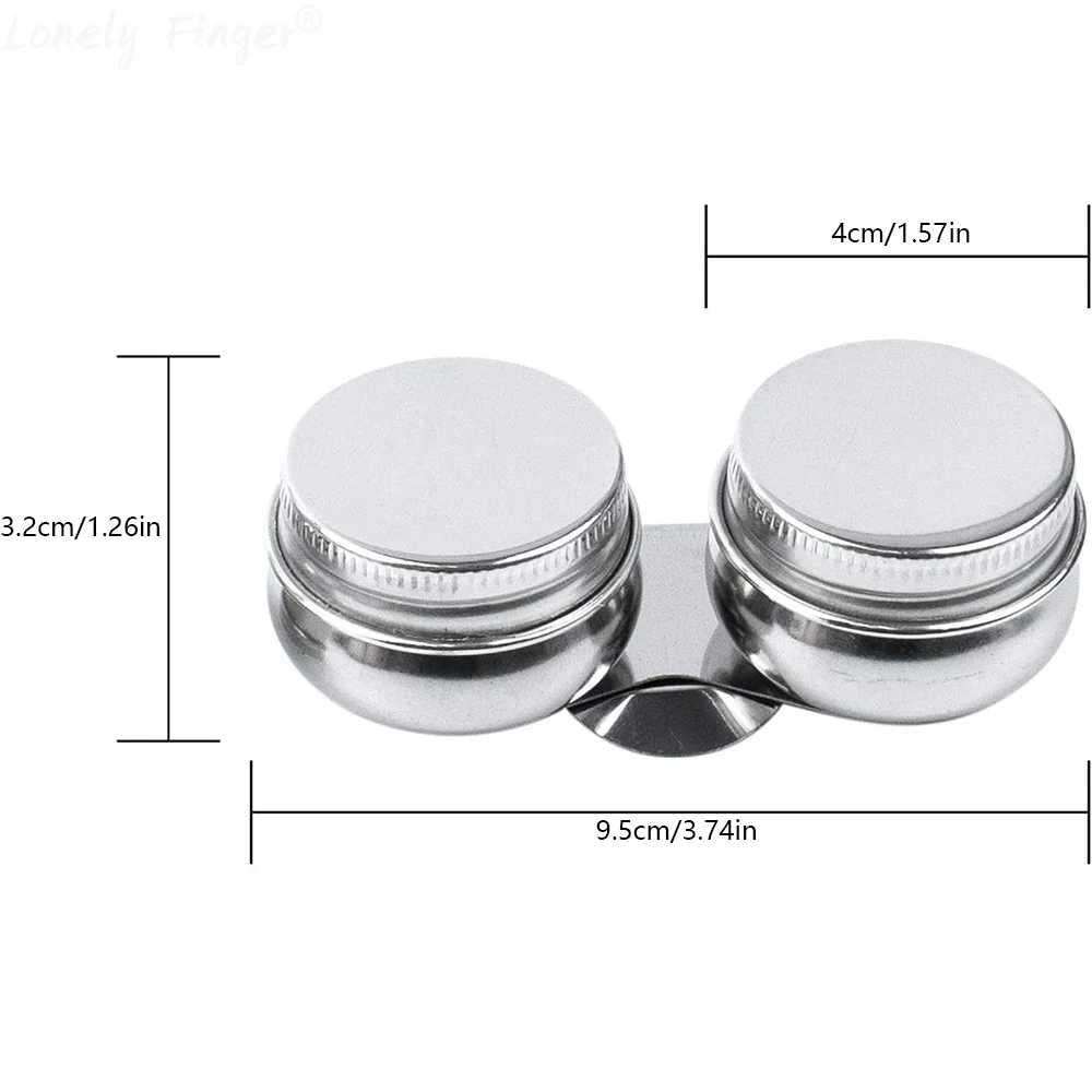 1/2 Pack Stainless Steel Oil Painting Double Palette Cup with Screw Lid Dipper Clip for Watercolor Gouache