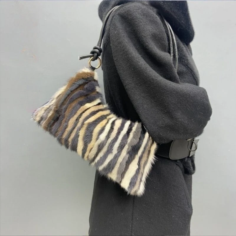 

Real Fur Shoulder Bag Women 2025 New In High Quality Mink Hair Fashion Designer Luxury Handbag Trend Casual Elegant Female Bags
