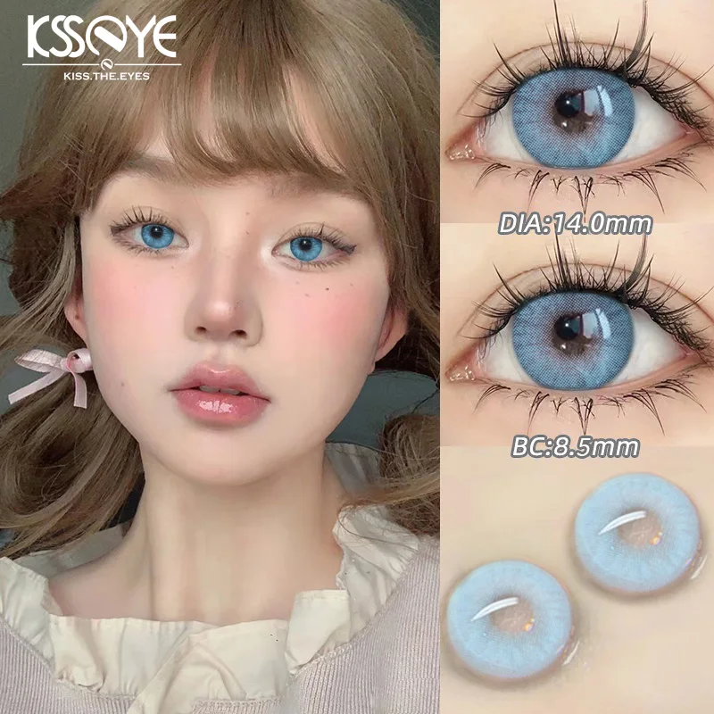 KSSEYE 1 Pair Korean Lenses Colored Contact Lenses for Eyes Prescription Myopia Beauty Pupil Soft Blue Lenses New Fast Shipping