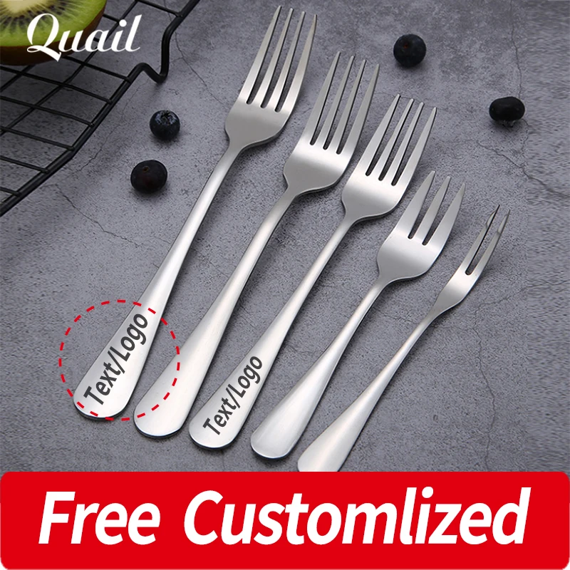 Free Customized Stainless Food Fruit Forks Western Style Food Muti-functional Main Dinner Fork Cutlery Dishes Dinnerware