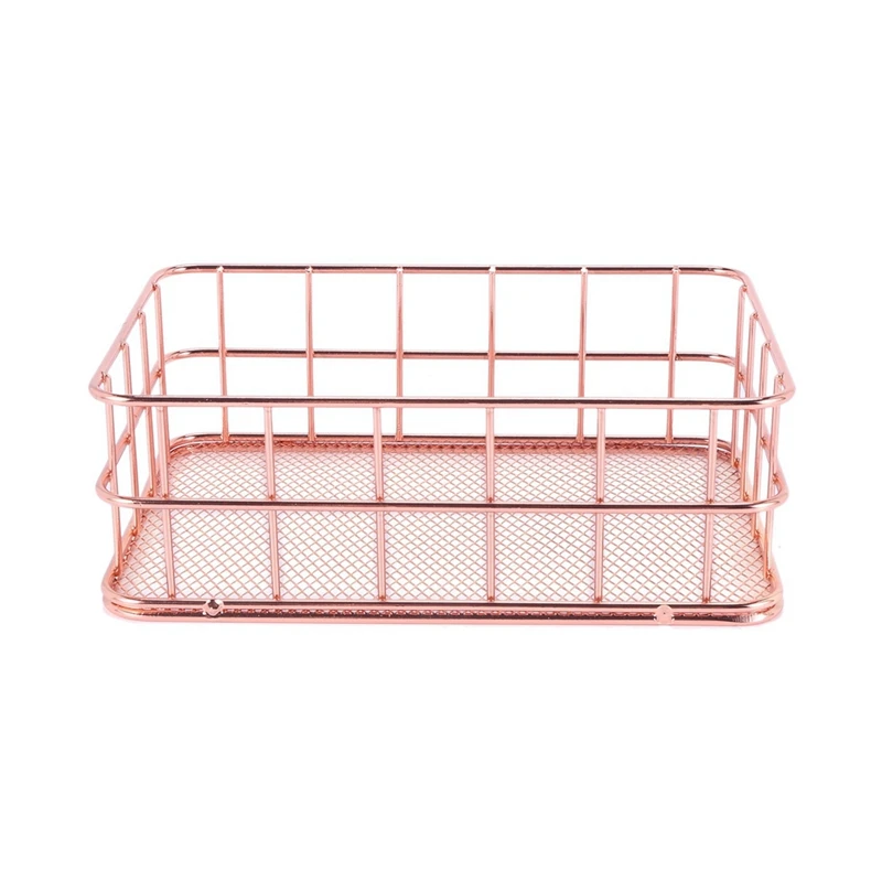 

4X Storage Basket Metal Wire Bathroom Shelves Makeup Organiser Brush Pen Holder Wire Mesh Bathroom Toiletries Basket