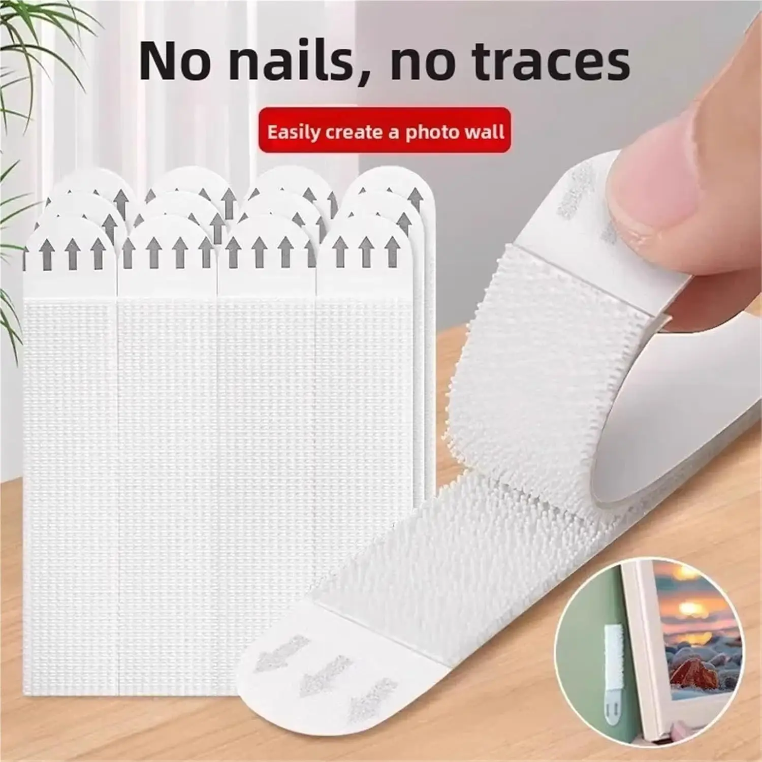 

36 Pairs Seamless Photo Frame Velcro Loop Mounting Tape Removable Wall Fastener Adhesive Backing Magic Wall Nail-Free Stickers