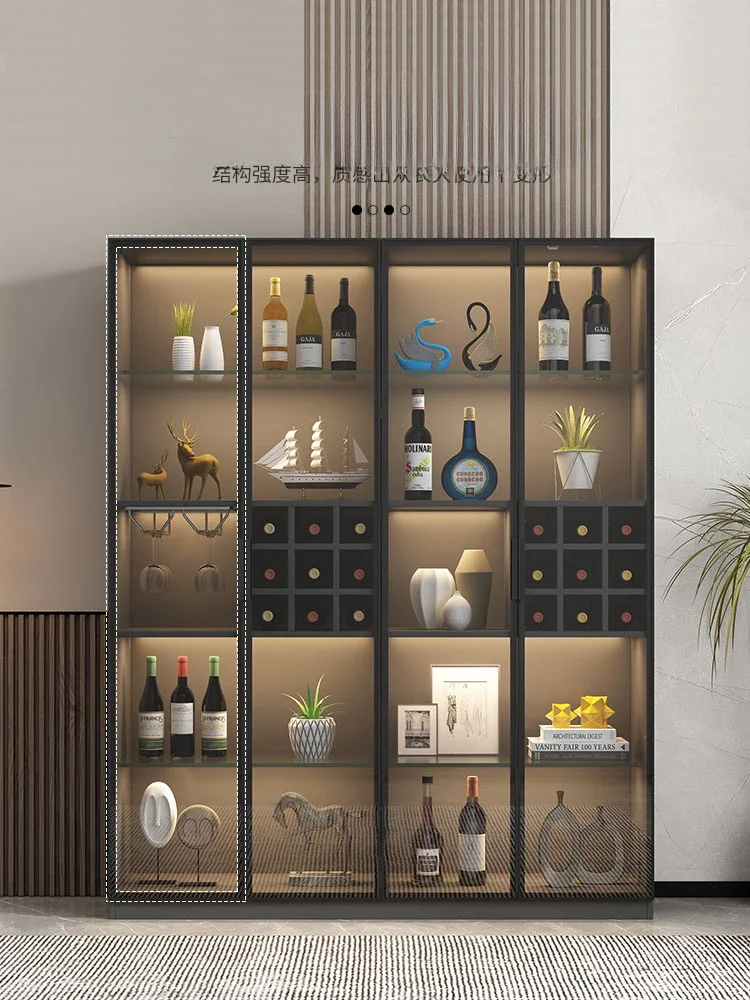 Solid wood wine cabinet, wall facing living room,  minimalist with glass storage cabinet, light and luxurious storage cabinet