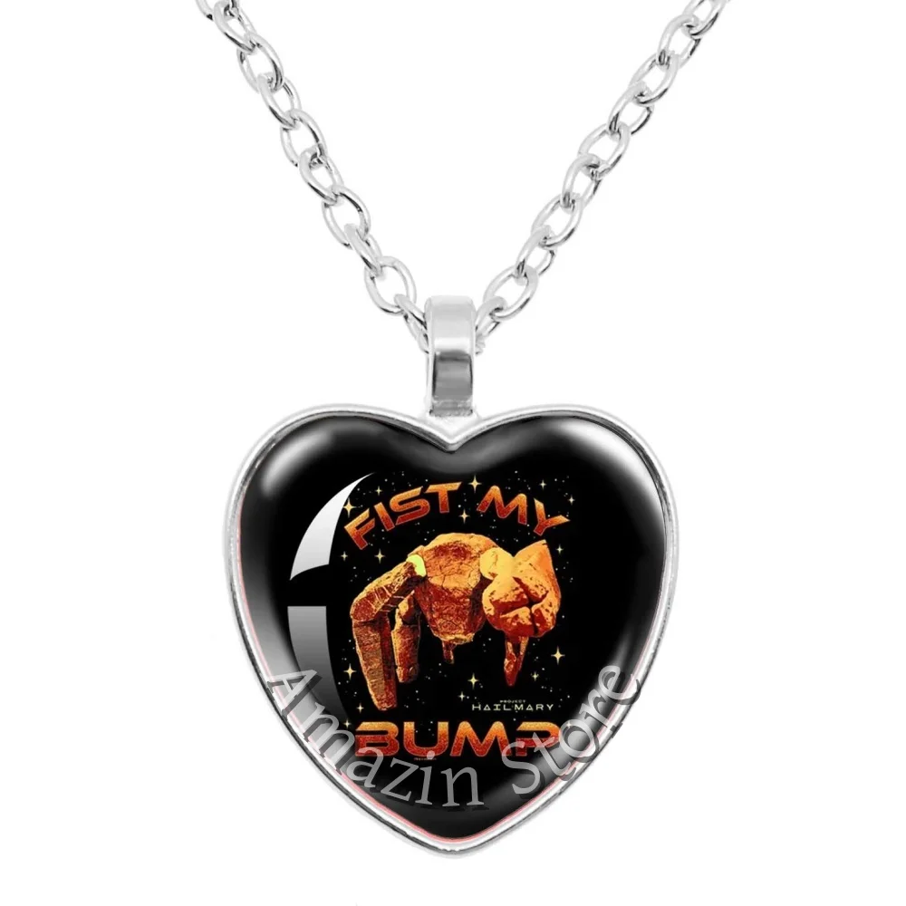 25mm Peach Heart Necklace Ryan Gosling Project Hail Mary Laser Reflective Handmade Glass Pendant Decorations Glass Gifts TH007