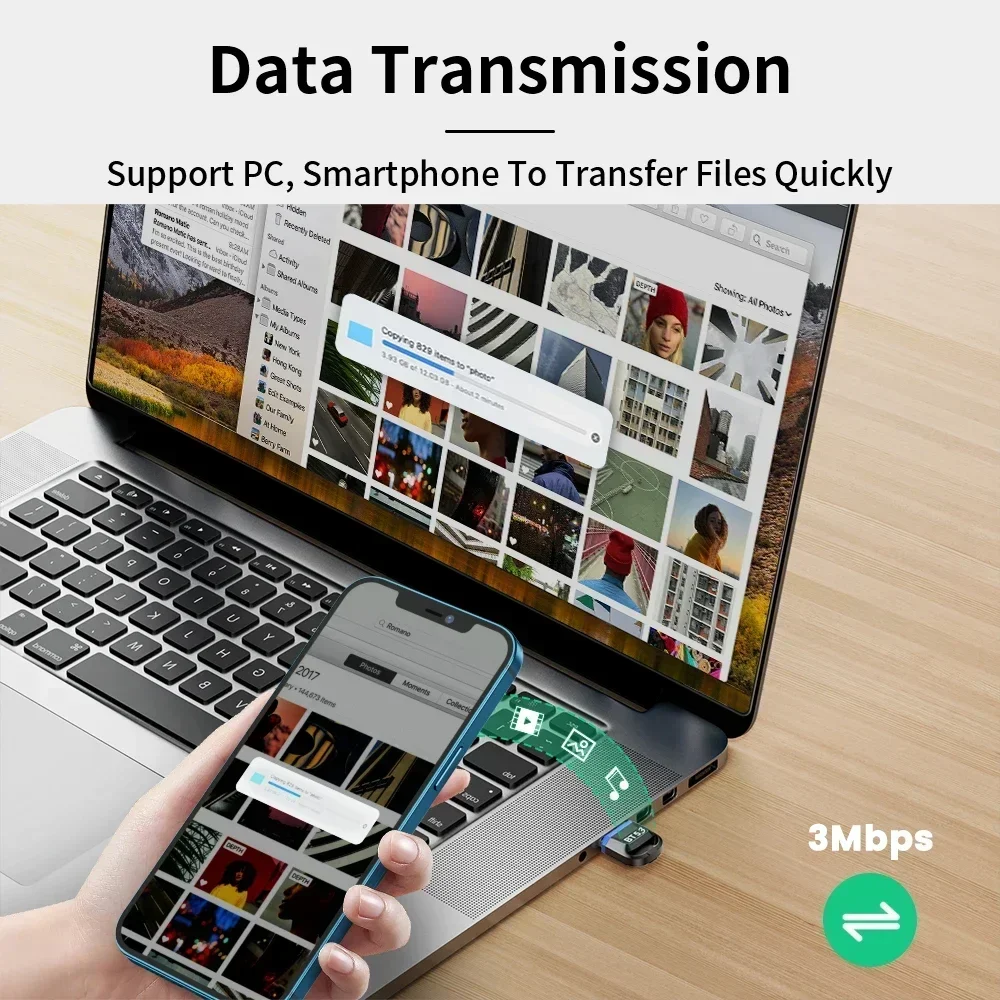 2026 New Bluetooth Adapter for Pc Usb Bluetooth 5.3 Dongle Receiver for Speaker Mouse Keyboard Music Audio Transmitter