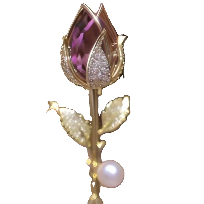 Blumenpullover, Mantel, Tulpenbrosche, High-End-Corsage-Anstecknadel für Damen