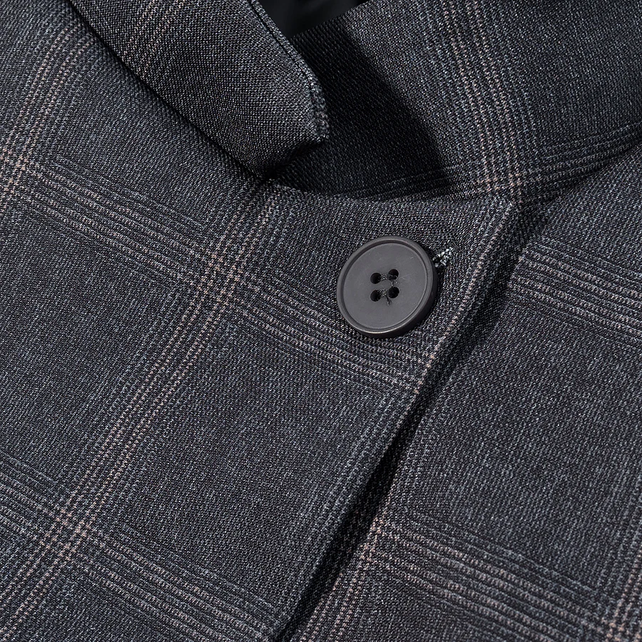 Womens Pleated Blazer Jacket with Side Buttons and Pockets