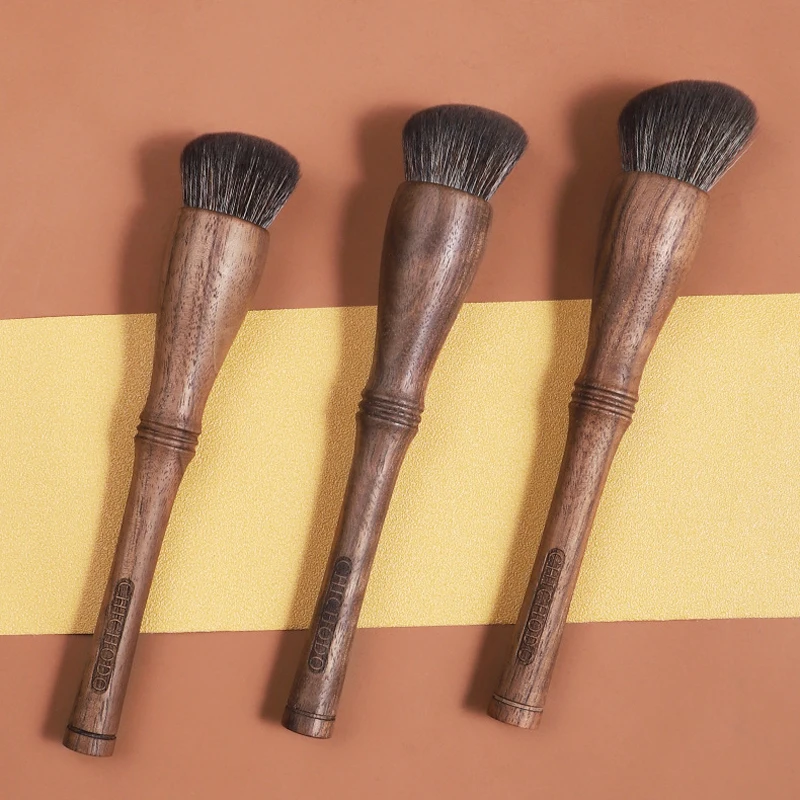 Contour Makeup Brush Walnut Wood Handle Soft Angled Bristles Beauty Brushes Blush Contouring Brush Makeup Tools For Women