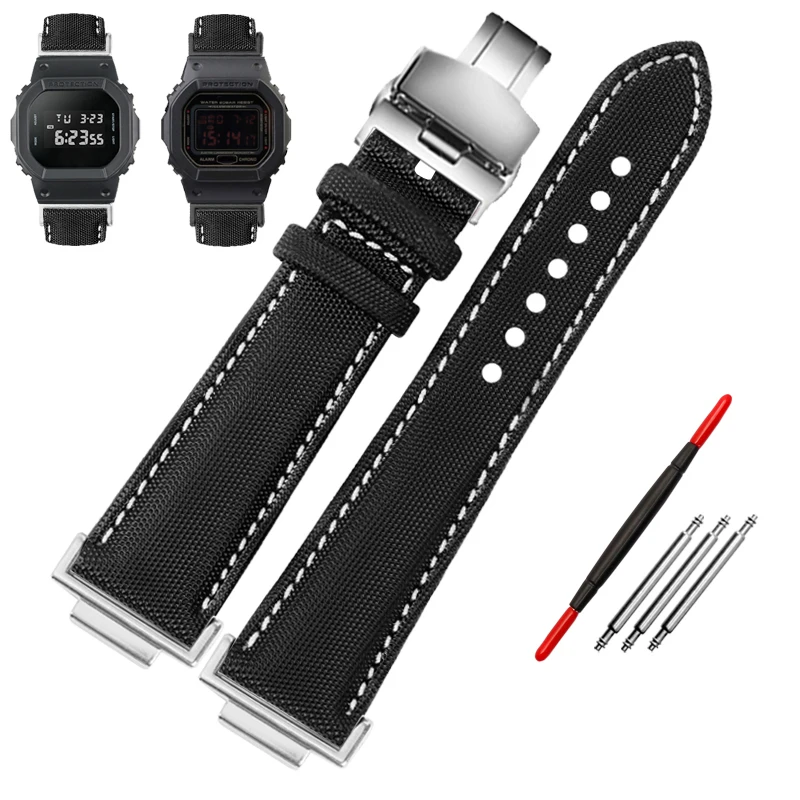 Fiber Nylon Leather Watchband For Casio DW-5600 DW5600 GW-B5600 GW-M5610 GA2100 GA-2100 Strap Sports Canvas Watch Band Bracelet