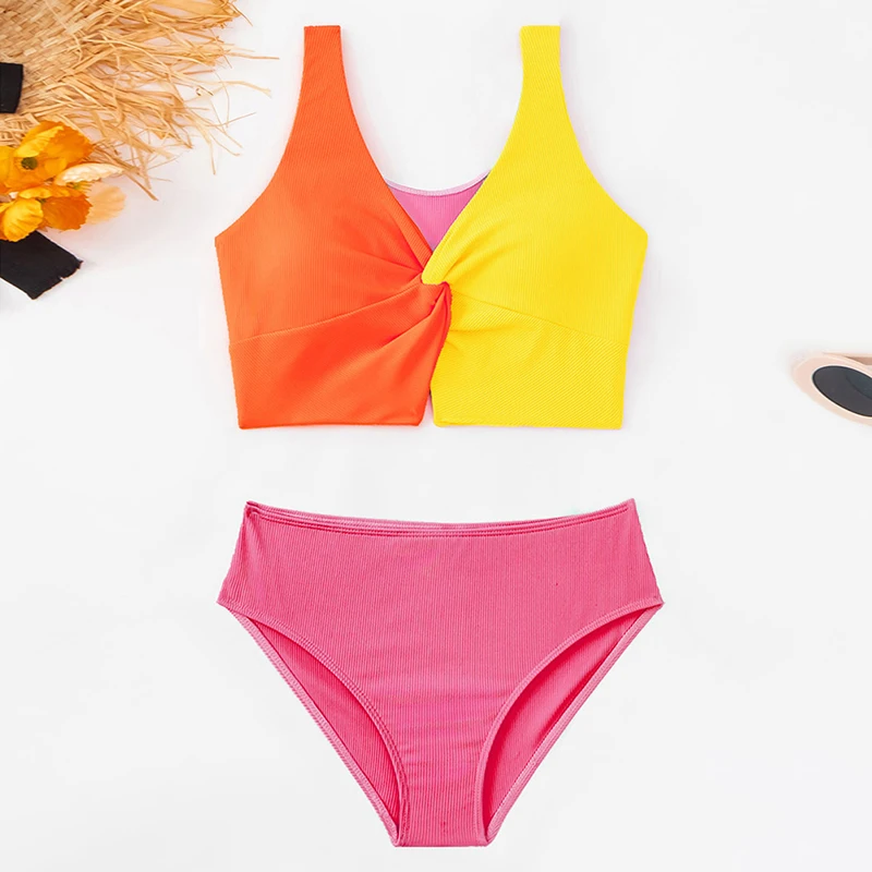 

Kids Girls Bikini Set Summer Candy Color Swimming Suits Children Two Piece Beach Swimming Pool Bikinis Sets Bathing Suit
