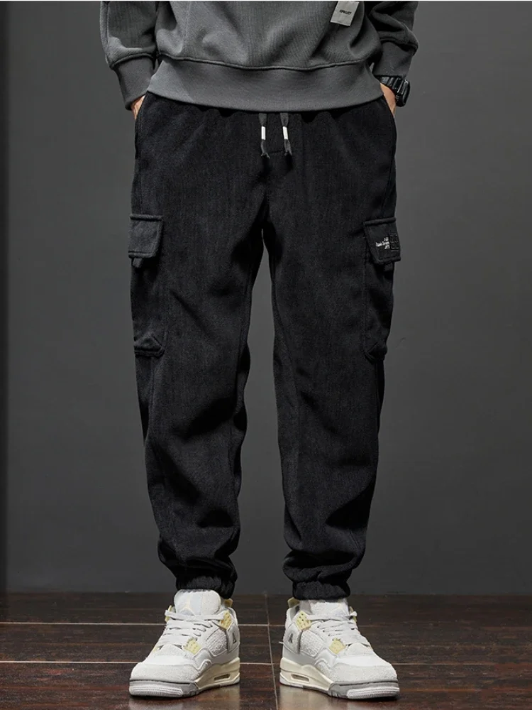 

Spring Autumn New Style Elastic Waist Casual Pants for Men Stretch Straight Drawstring Harem Jogging Sports Long Pants Male