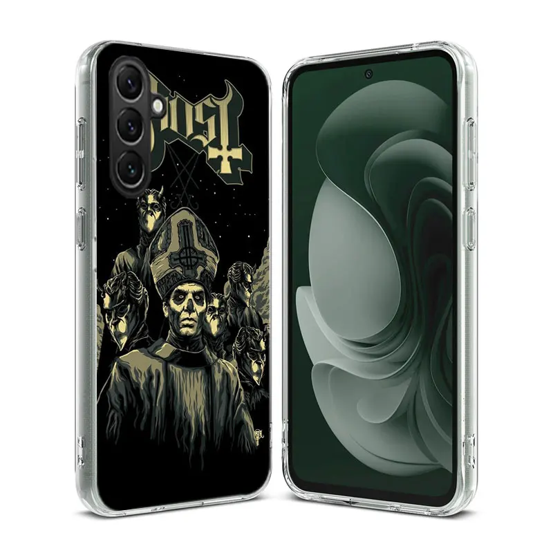 Ghost Papa Emeritus Clear Phone For Samsung Galaxy A55 A35 A25 A15 A05S A04S A14 A24 A34 A54 A03S A13 A23 A33 A53 A73 A9 A8 A7 A