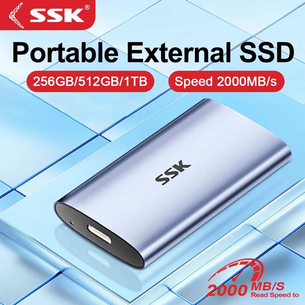 SSK External Hard Drive Portable SSD Up To 2000MB/s Fast Portable Solid State Drives 500G 1T 2T For Laptop Desktop Game Console