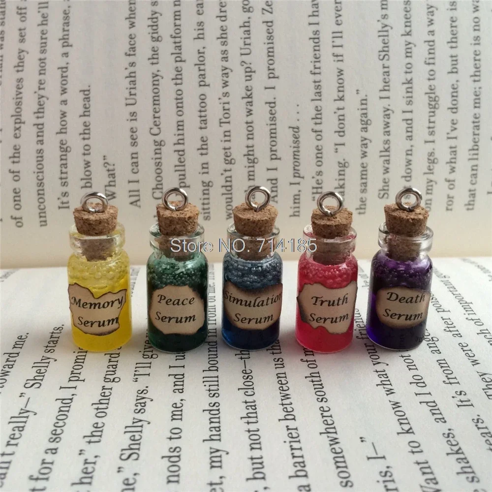 

12pcs/lot Memory Peace Simulation Truth, Death Serum Bottle Necklace Pendant