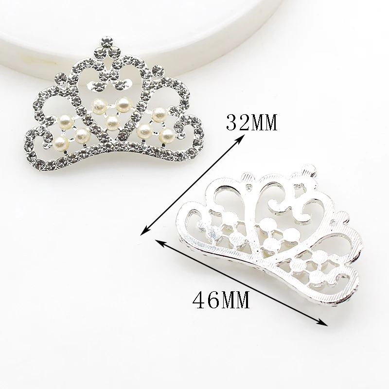 New 5-piece/batch 32 * 46mm alloy crown rhinestone pearl jewelry accessories DIY clothing headwear bag phone case accessories