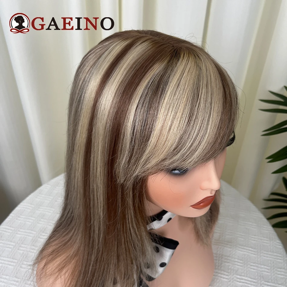 Peluca Bob corta con flequillo para mujeres blancas, cabello humano brasileño 100% Real, 150 de densidad, Color ombré, hecha a máquina