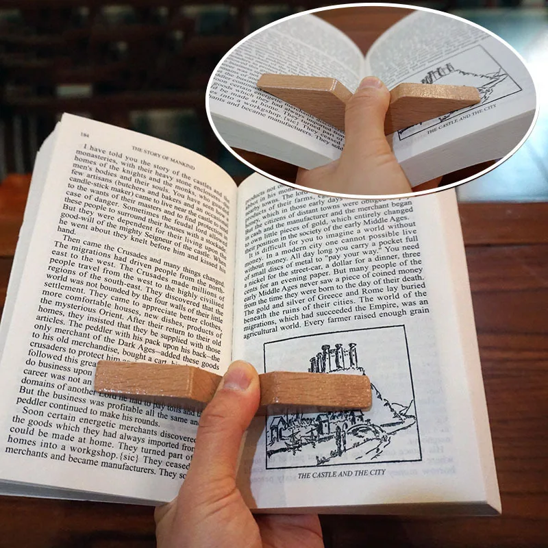 Simple BookshelfWooden Page Holder Wooden Book Page Holder & Expander Adjustable Bookmark And Book Stand For Hands-Free Reading