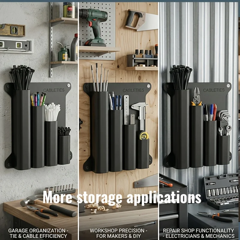 1pc Cable Tie Storage Organizer Wall Mount Design Secure Cable Arrangement Holder For Garage Workshop Shed Household
